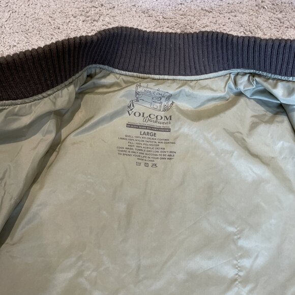 Vintage Volcom Workwear Full Zip Quilted Jacket Men's Large Brown Automator - Picture 8 of 11